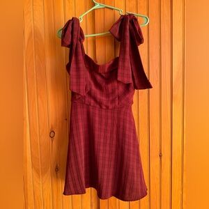 Francesca's sally tie strap plaid mini dress